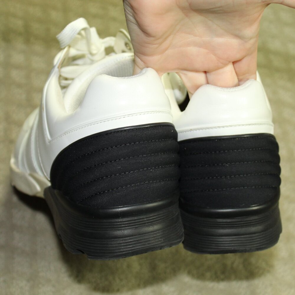AUTHENTICATED Chanel Men's Size 12/ 45 White & Black CC Low Top Sneakers - Picture 6 of 14